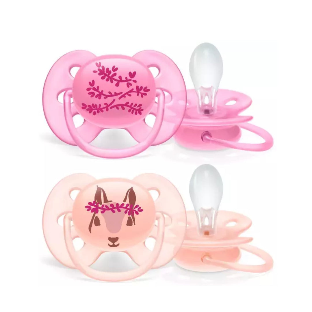 AVENT CHUPETE ULTRA SOFT DECORADOS NIÑA 6-18 MESES 2U