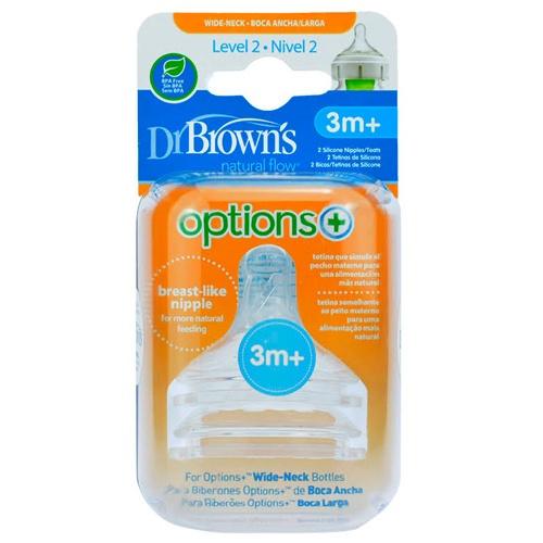DR BROWN´S TETINA SILICONA BOCA ANCHA OPTIONS+ NATURAL FLOW NIVEL 2 2 U