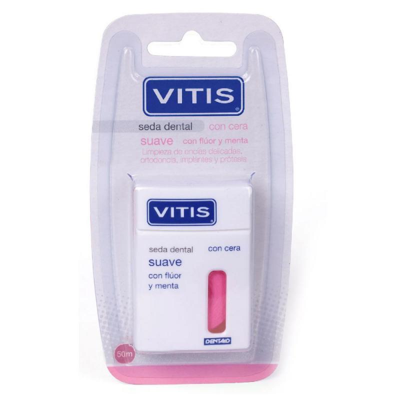 VITIS SEDA DENTAL CON FLUOR CERA Y MENTA SUAVE; 50 M