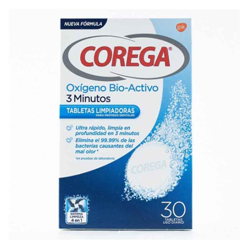 COREGA OXIGENO BIO-ACTIVO LIMPIEZA PROTESIS DENTAL ;30 TABLETAS