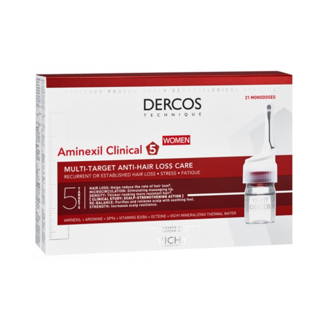 DERCOS AMINEXIL CLINICAL 5 MUJER ;21 MONODOSIS 6 ML