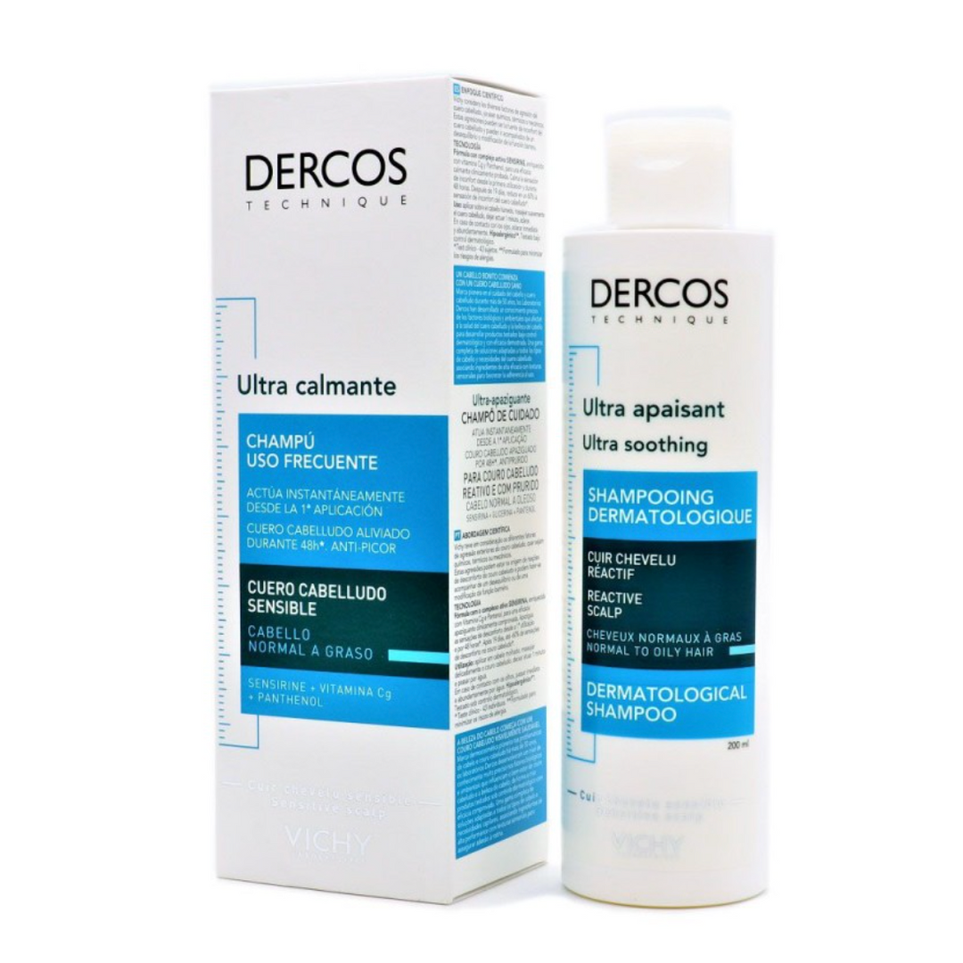 DERCOS TECHNIQUE CHAMPU ULTRA CALMANTE CABELLO NORMAL A GRASO; 200 ML