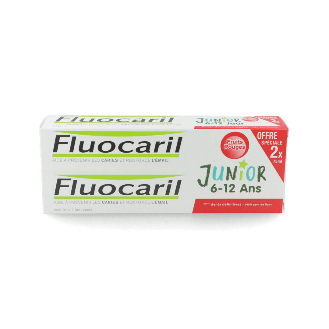 FLUOCARIL JUNIOR 6-12 AÑOS FRUTOS ROJOS; 2 X75 ML
