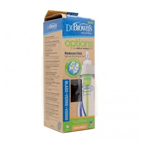 DR BROWN´S BIBERON VIDRIO ANTICOLICO TETINA SILICONA OPTIONS 270 ML BOCA ANCHA