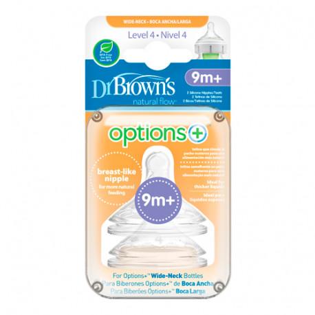 DR BROWN´S TETINA SILICONA BOCA ANCHA OPTIONS+ NATURAL FLOW NIVEL 4 2 U
