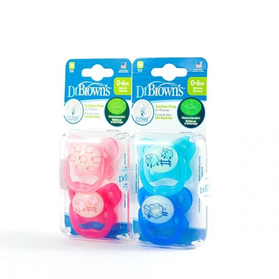 DR BROWN´S CHUPETE SILICONA NOCTURNO PREVENT 0-6 MESES 2 U