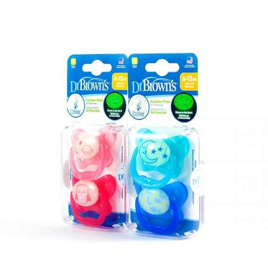 DR BROWN´S CHUPETE SILICONA NOCTURNO PREVENT 6-12 MESES 2 U