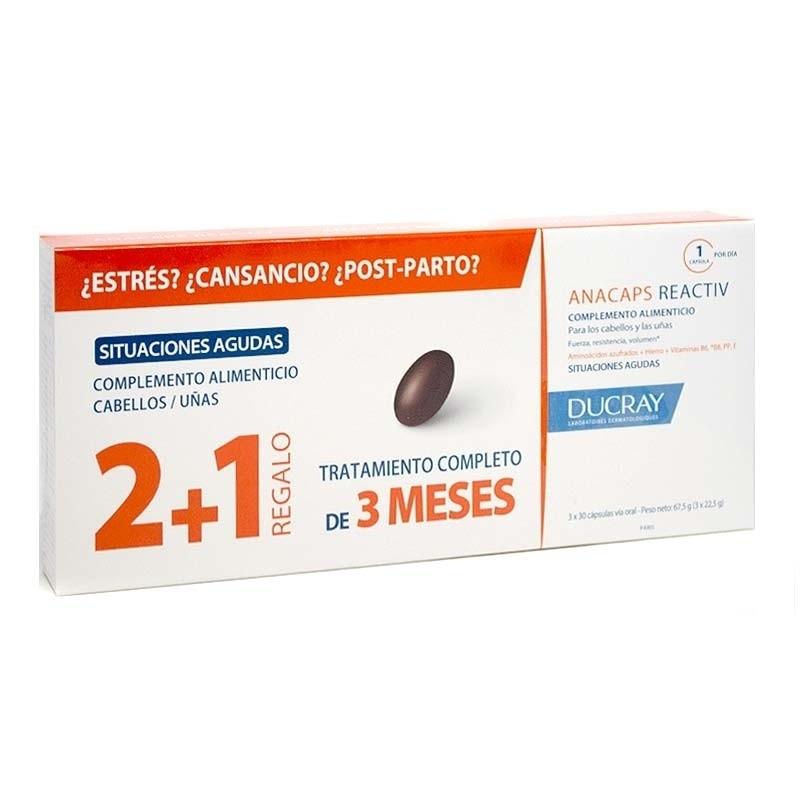 ANACAPS REACTIV CABELLO Y UÑAS DUCRAY; 3X 30 CAPSULAS