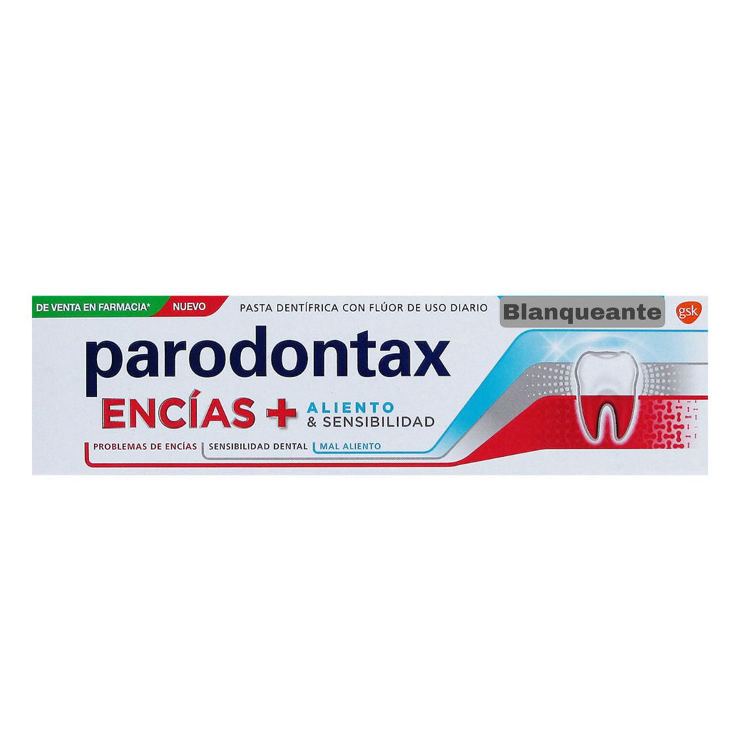 PARODONTAX ENCIAS + ALIENTO & SENSIBILIDAD BLANQUEANTE PASTA DE DIENTES ; 75 ML