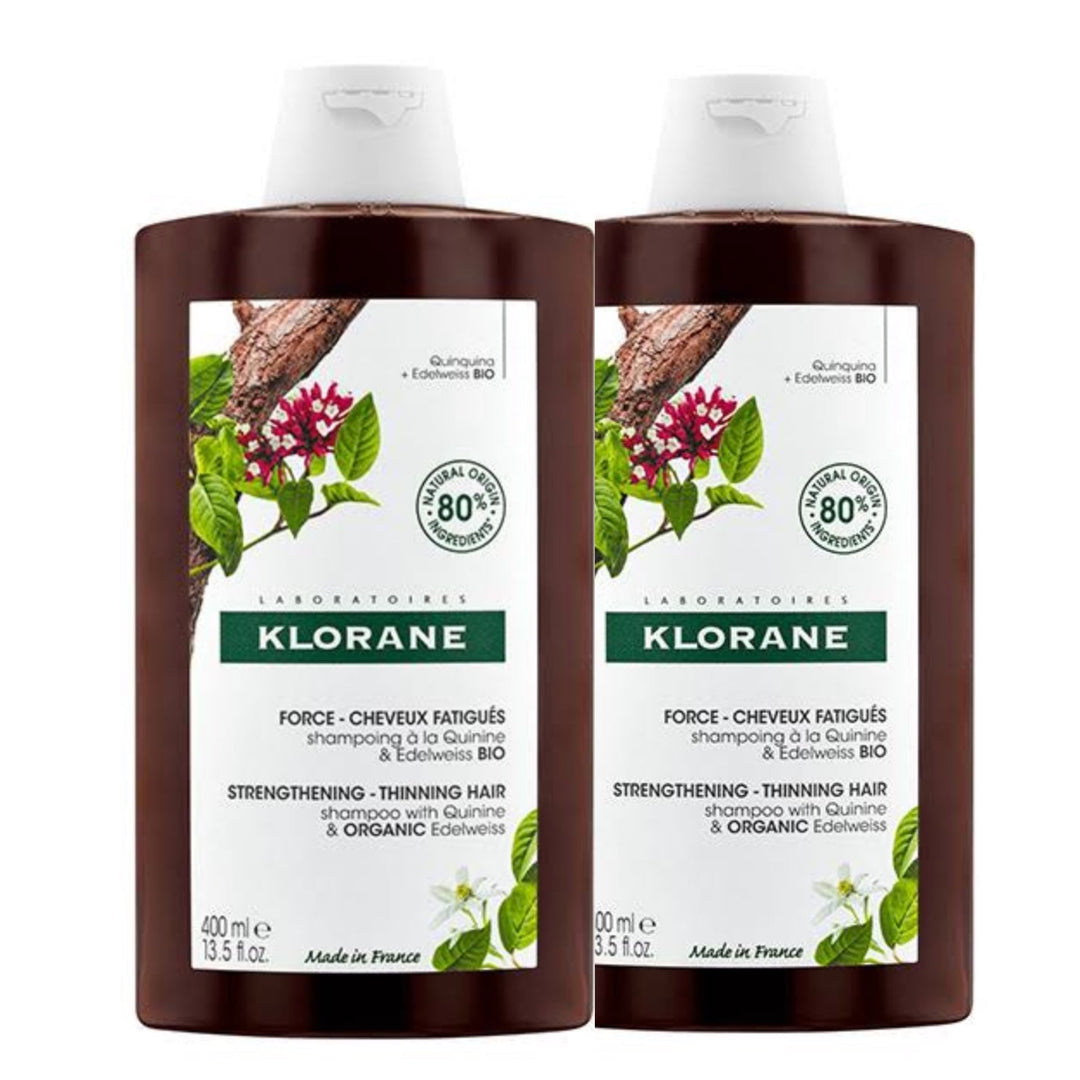 KLORANE DUPLO CHAMPU QUININA BIO ; 2x400ML