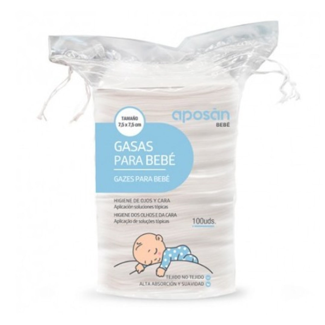APOSAN GASAS PARA BEBE NO ESTERILES ; 100 UNIDADES