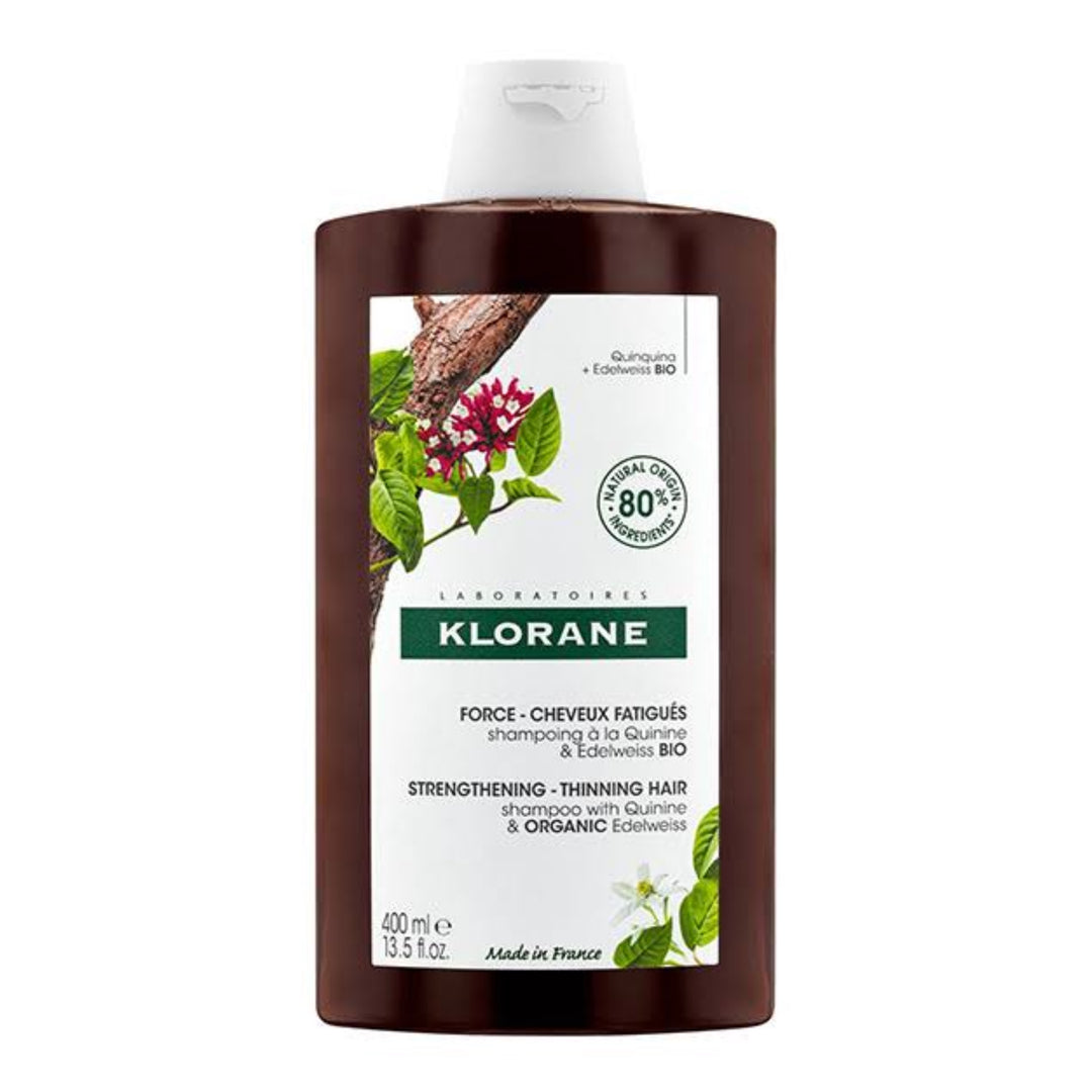 KLORANE CHAMPU A LA QUININA Y EDELWEISS BIO; 400 ML