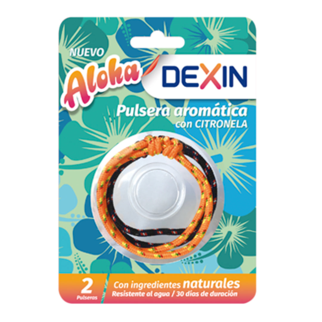 DEXIN PULSERA ANTIMOSQUITOS ALOHA CITRONELA ; 2 UNIDADES
