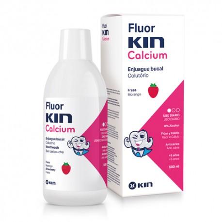 FLUOR KIN CALCIO ENJUAGUE BUCAL SABOR FRESA; 500 ML