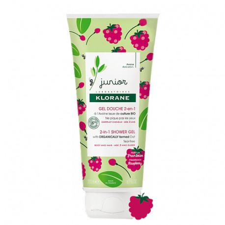 KLORANE JUNIOR GEL DUCHA 2 EN 1 PERFUME FRAMBUESA; 200 ML