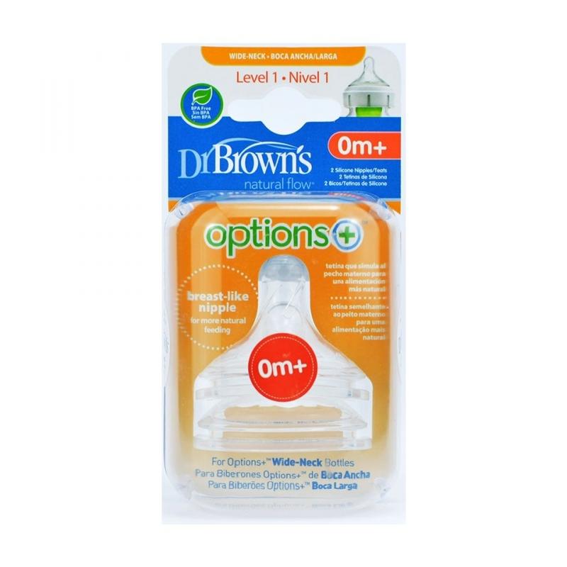 DR BROWN´S TETINA SILICONA BOCA ANCHA OPTIONS+ NATURAL FLOW NIVEL 1 2 U