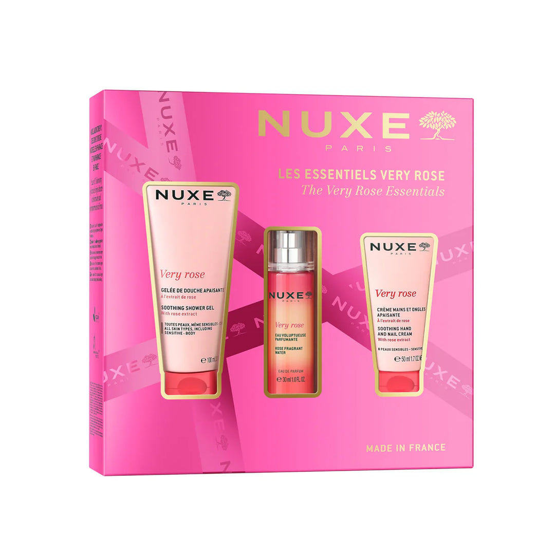 NUXE COFRE LES ESSENTIELS VERY ROSE GEL DUCHA 100ML+ AGUA PERFUNADA 30ML+ CREMA MANO 50 ML
