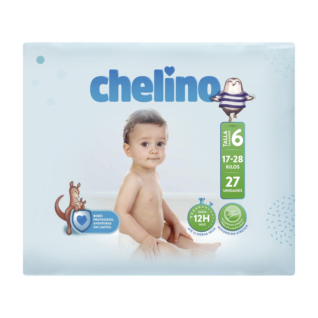 CHELINO PAÑAL INFANTIL FASHION & LOVE T- 6 (17 - 28 KG) 27 PAÑALES