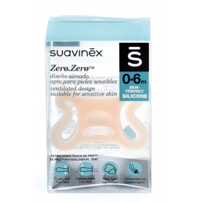  Suavinex Zero Zero - Chupete de silicona para bebé con pezón  fisiológico SX Pro (0-6M), 2 unidades, ligero : Bebés