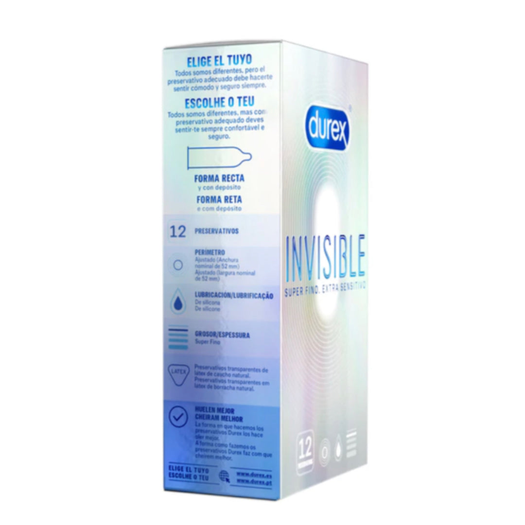 DUREX INVISIBLE EXTRA SENSITIVO PRESERVATIVOS ; 12 UNIDADES